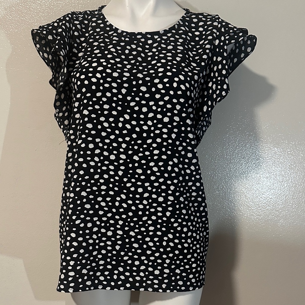 Elegant Black and White Polka Dot Blouse
